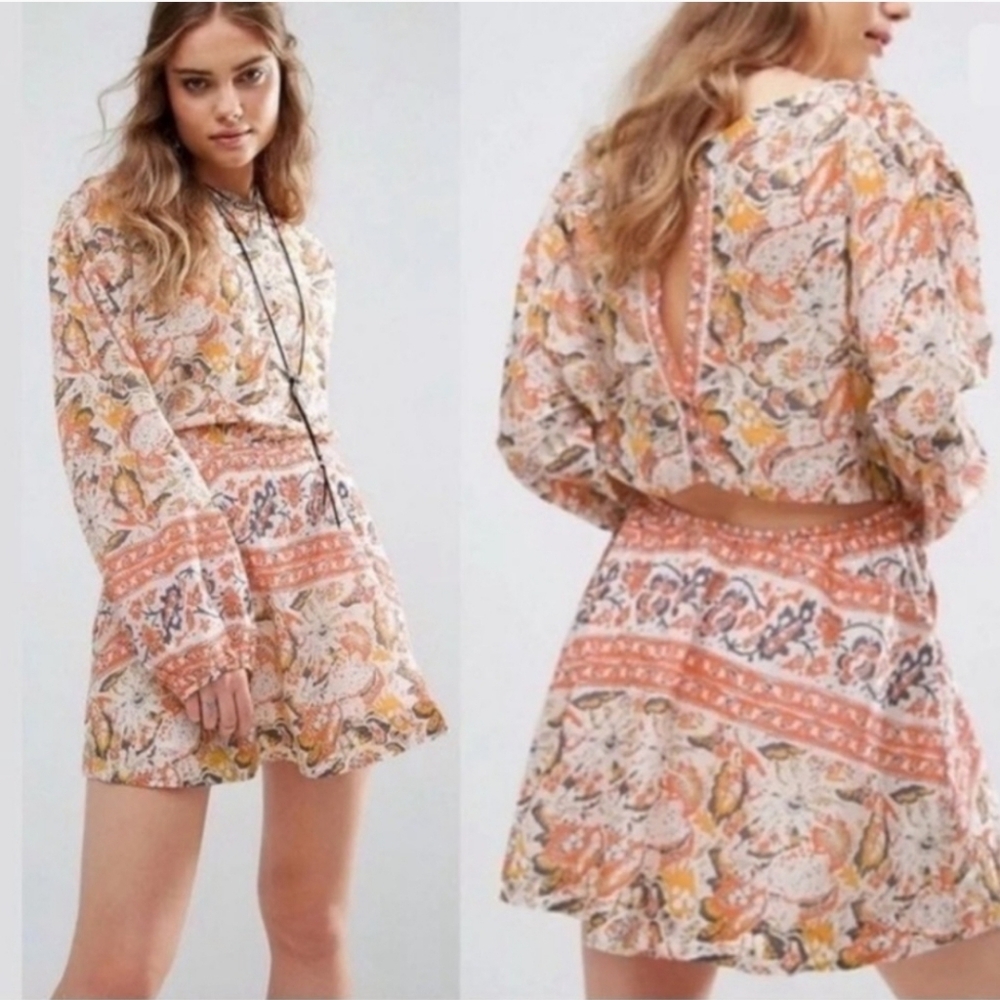 Free People Silver Sun Cutout Print Dress size Medium